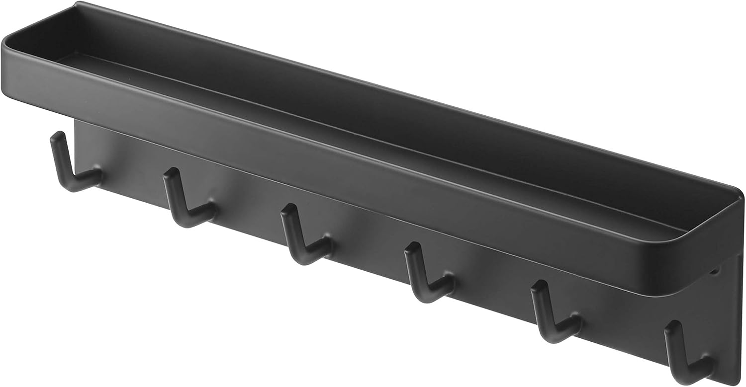 山崎実業(Yamazaki) マグネット キーフック & トレイ ブラック 約W24.5×D4.5×H6cm スマート smart 鍵 印鑑 収納 2755