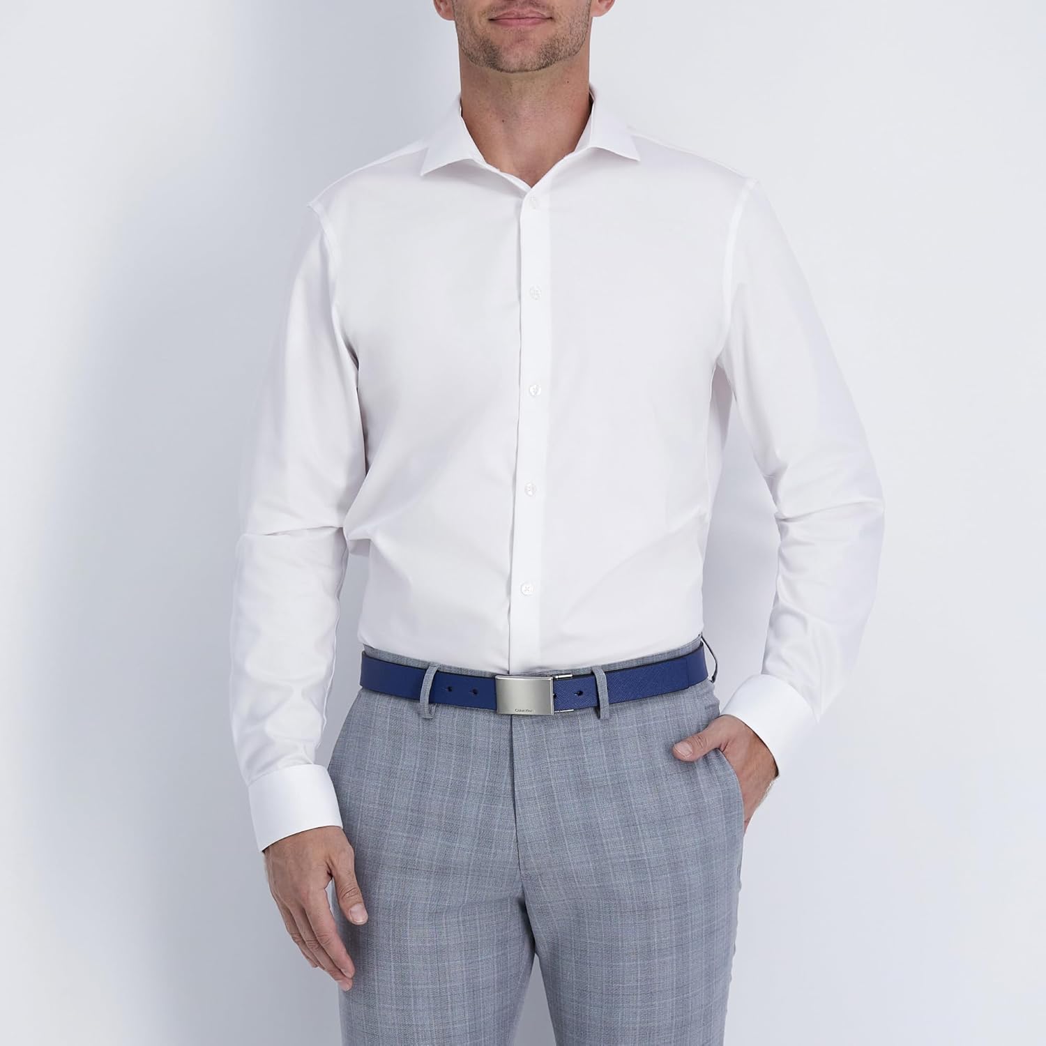 Calvin Klein Men's Two-In-One Reversible Modern Plaque Buckle Dress Belt - Image 5