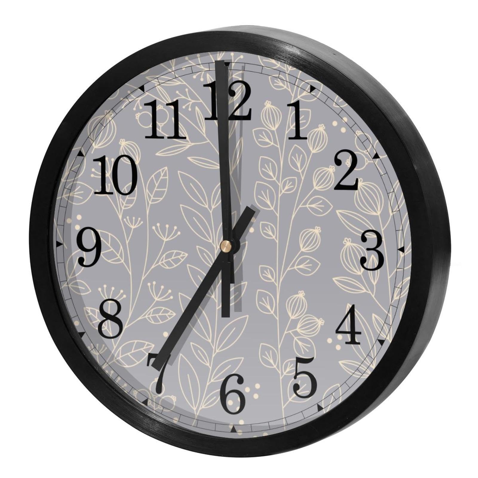 Horloge murale ronde fleurie pour une cuisine et un bureau calmes