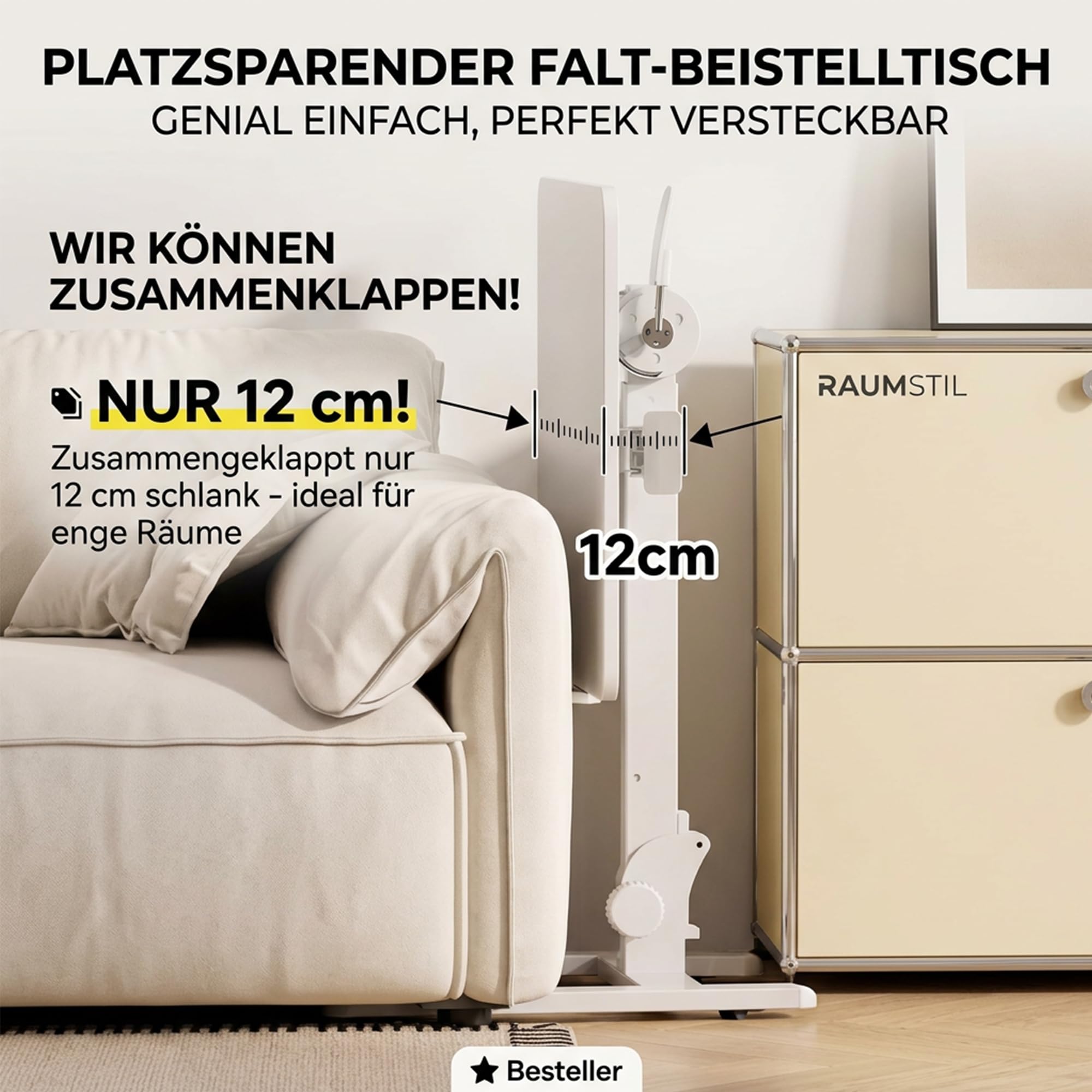 MUSSO AnyDesk D7 Bureau Mobile Pliable pour Ordinateur Portable, réglable en Hauteur 75-108 cm, Plateau inclinable 0-90°, Blanc