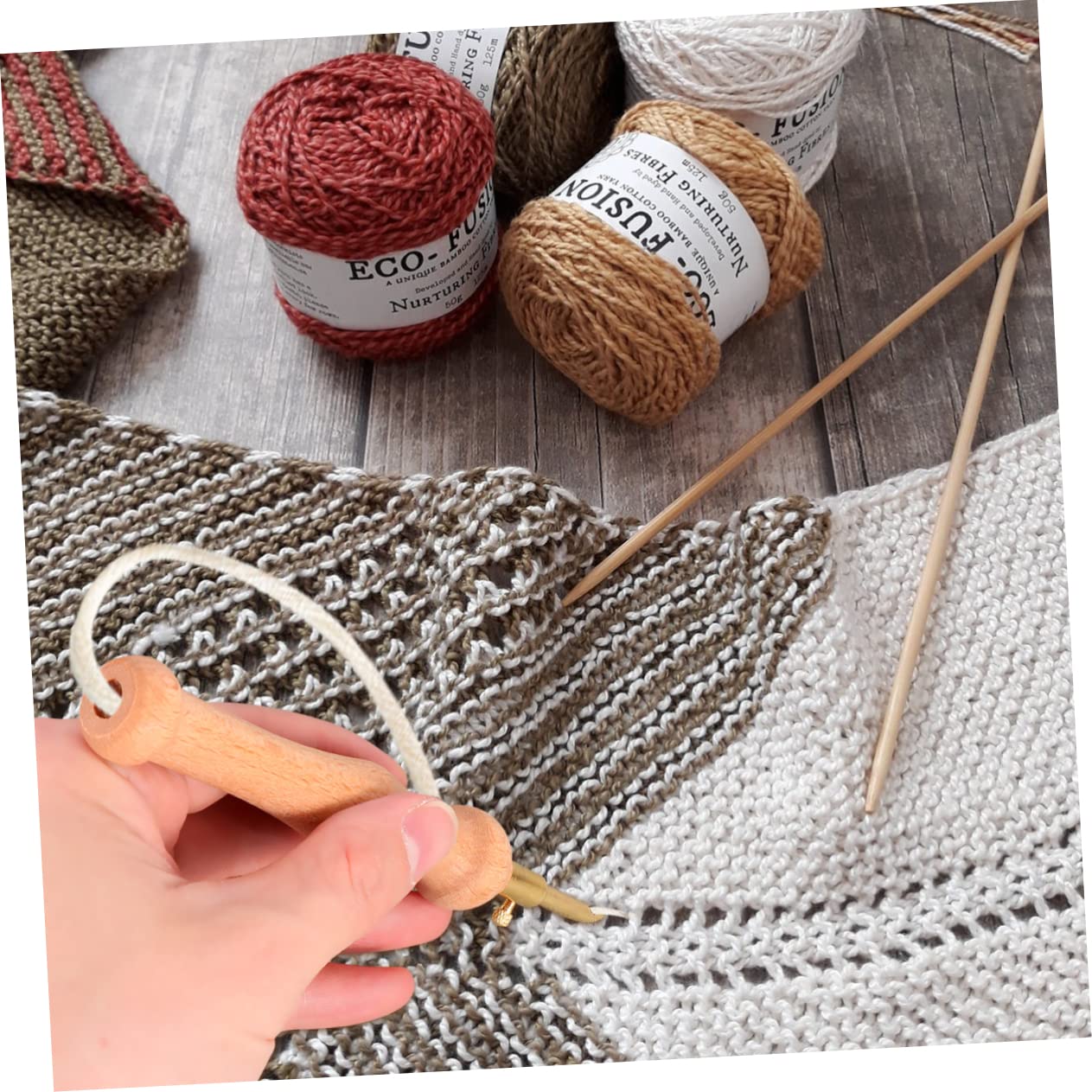 Veemoon Wooden Handle Embroidery Needle Large Size for Punch Needle Embroidery Craft