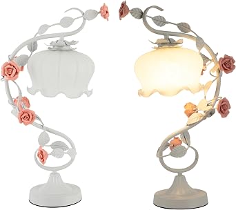 OUKANING 20Inch-Light Pink Desk Light, Elegant Beautiful Table Lamp, Nightstand Lamp, Bedside Lamp, Unique Lamps for Home Restaurants Wedding Decor Living Room Bedroom Office Lighting