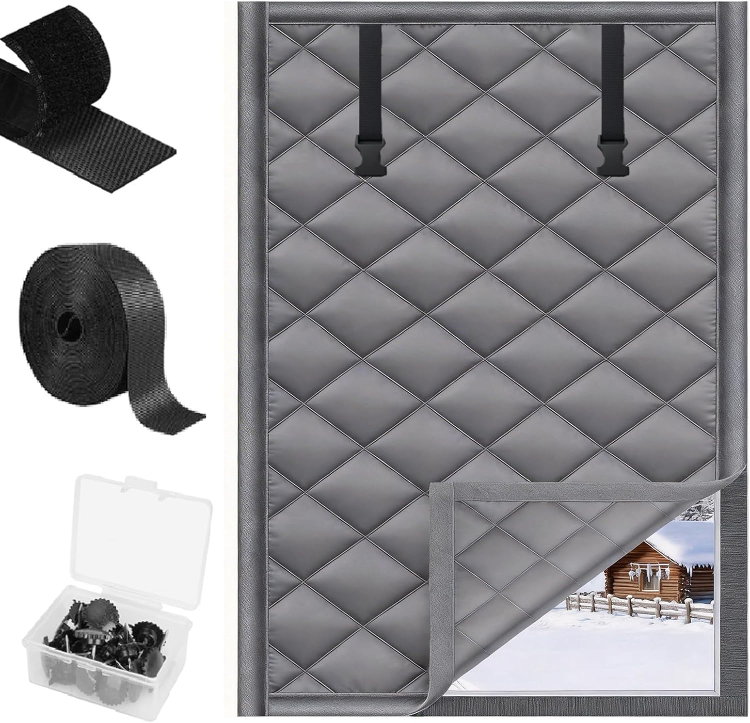 39 x 63 Inch Visible Window Flim Insulation for Winter, Thermal Window Cover with Oxford Cloth Cotton, Insulated Cover Kit to Keep Warm