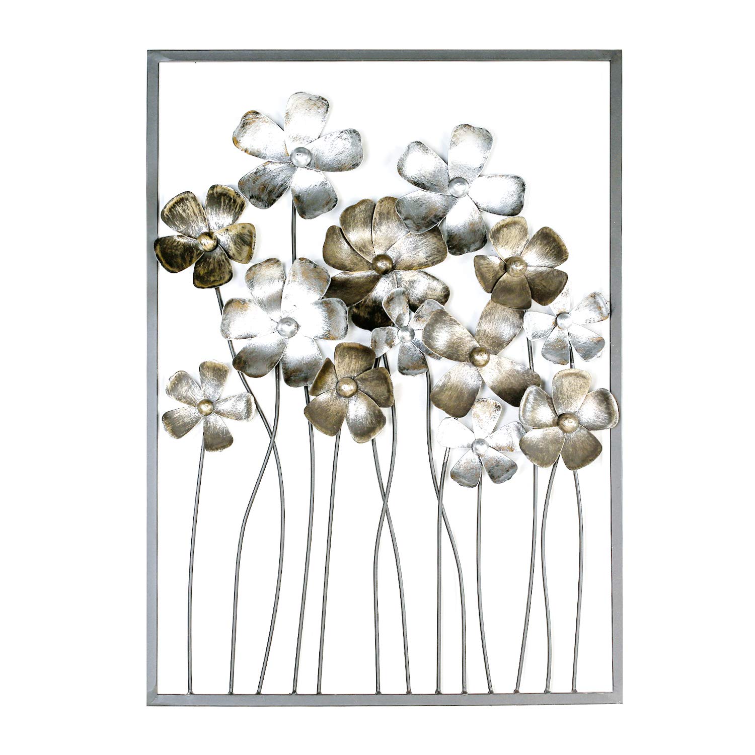 Casablanca - Decoración de pared Fleurs Metal marrón oscuro marco flores marrón antiguo champán