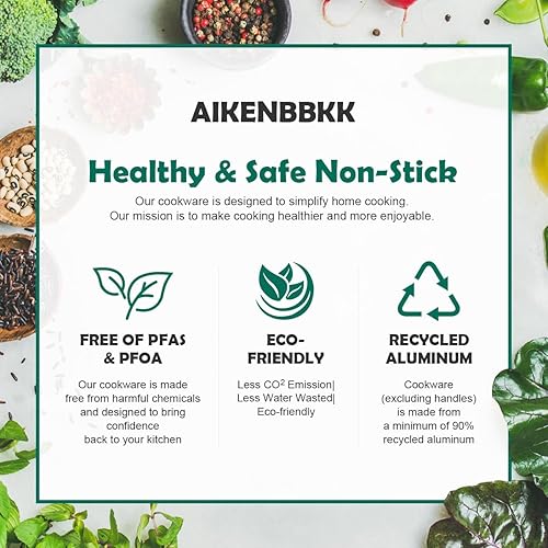 Miniatura 2 de Sartén antiadherente de 9.5 pulgadas con tapa, sartén antiadherente con mango extraíble, sartén de aluminio compatible con todas las estufas, apta