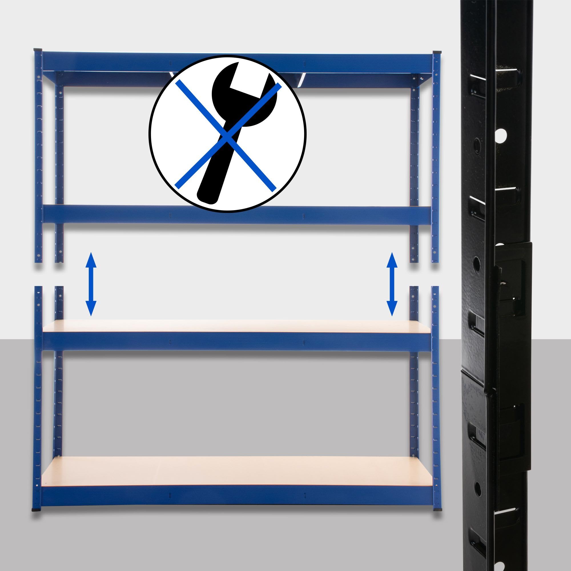 CLP Estantería De Metal con 4 Baldas Regulables En Altura I Armario 160x180x60 CM Resistente para Almacenar Cargas Pesadas, Color:Azul