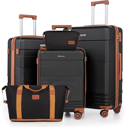 Luggage Sets 5 Piece with Spinner Wheels, Lightweight Hardshell Suitcases Set with Lock for Men and Women, Carry on Luggage Travel Set with Durable ABS Hard Case