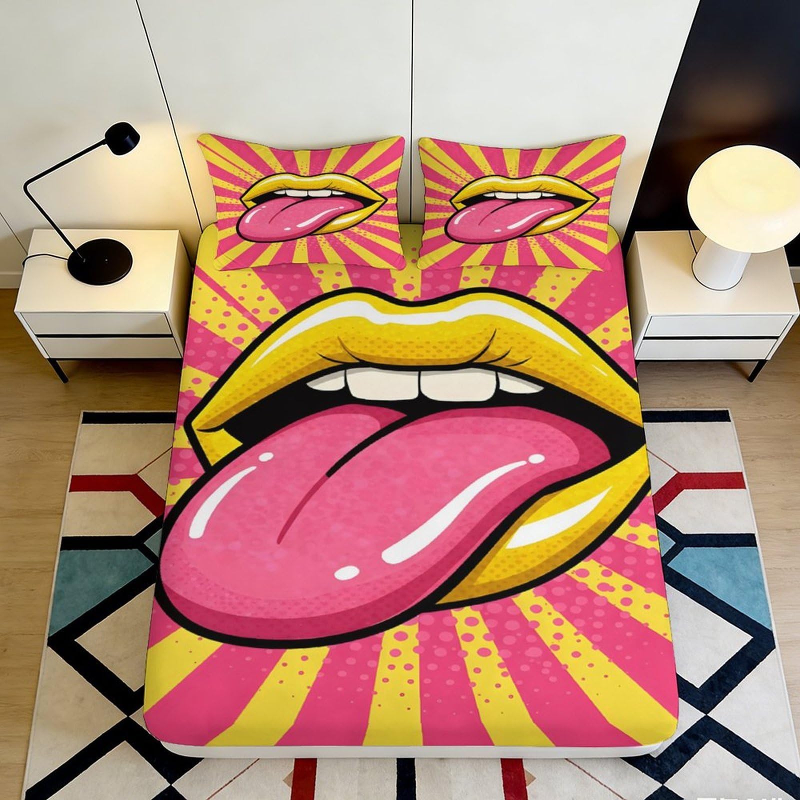 Uynsixtme Style-1 3D Printed Graffiti Style Fitted Sheet Microfiber Deep Pocket Non-Slip Bedroom Bedding Graffiti Pattern Mattress Fitted Cover For Adults 90X200x25cm