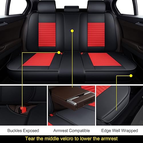 Miniatura 70 de LINGVIDO - Fundas de piel sintética con respaldo para asiento de automóvil, transpirables, impermeables, universal y antideslizante, para SUV, Beige