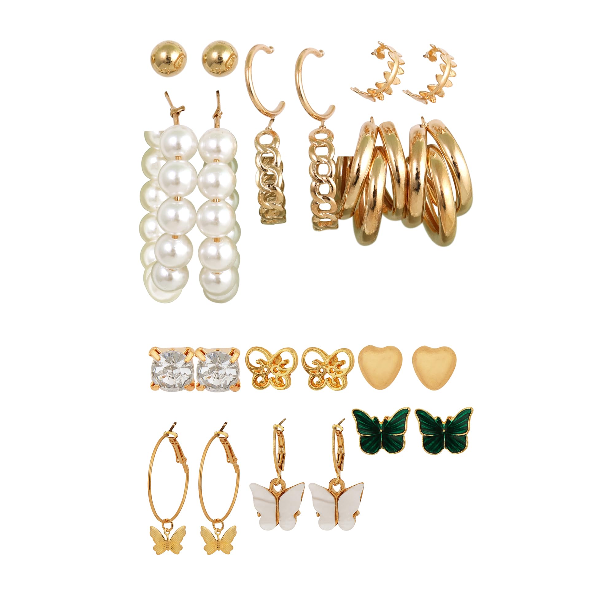 Fashion Frill Earrings For Women Fashion Gold Plated Stylish Buttefly Pearl Drop Studs Earring For Women Girls Love Gifts Earrings Combo Set (B0CX1JGTBJ) Amazon Price History, Amazon Price Tracker