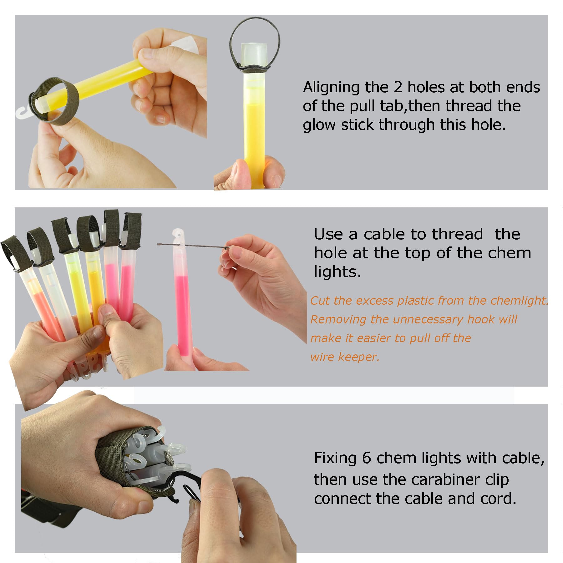 Tactical Chem Lights with Holders and Carabiner Clip,SABADO 6 Ultra Bright Glow Sticks with 12 Hour Duration for Camping Fishing and Hunting