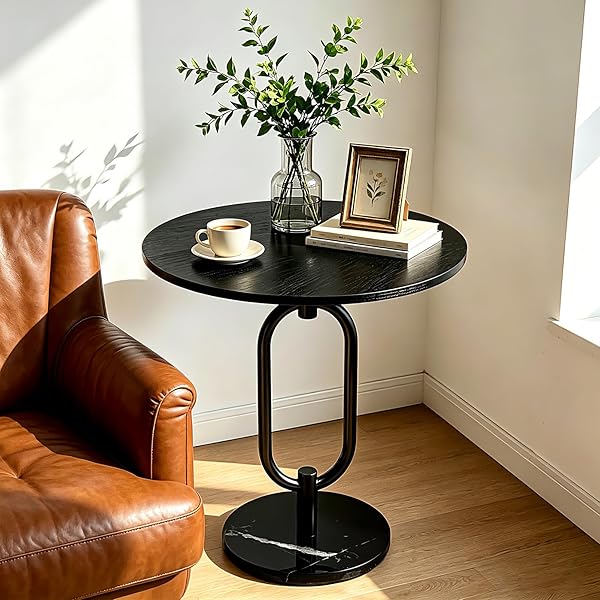Modern Black Pedestal Side Table