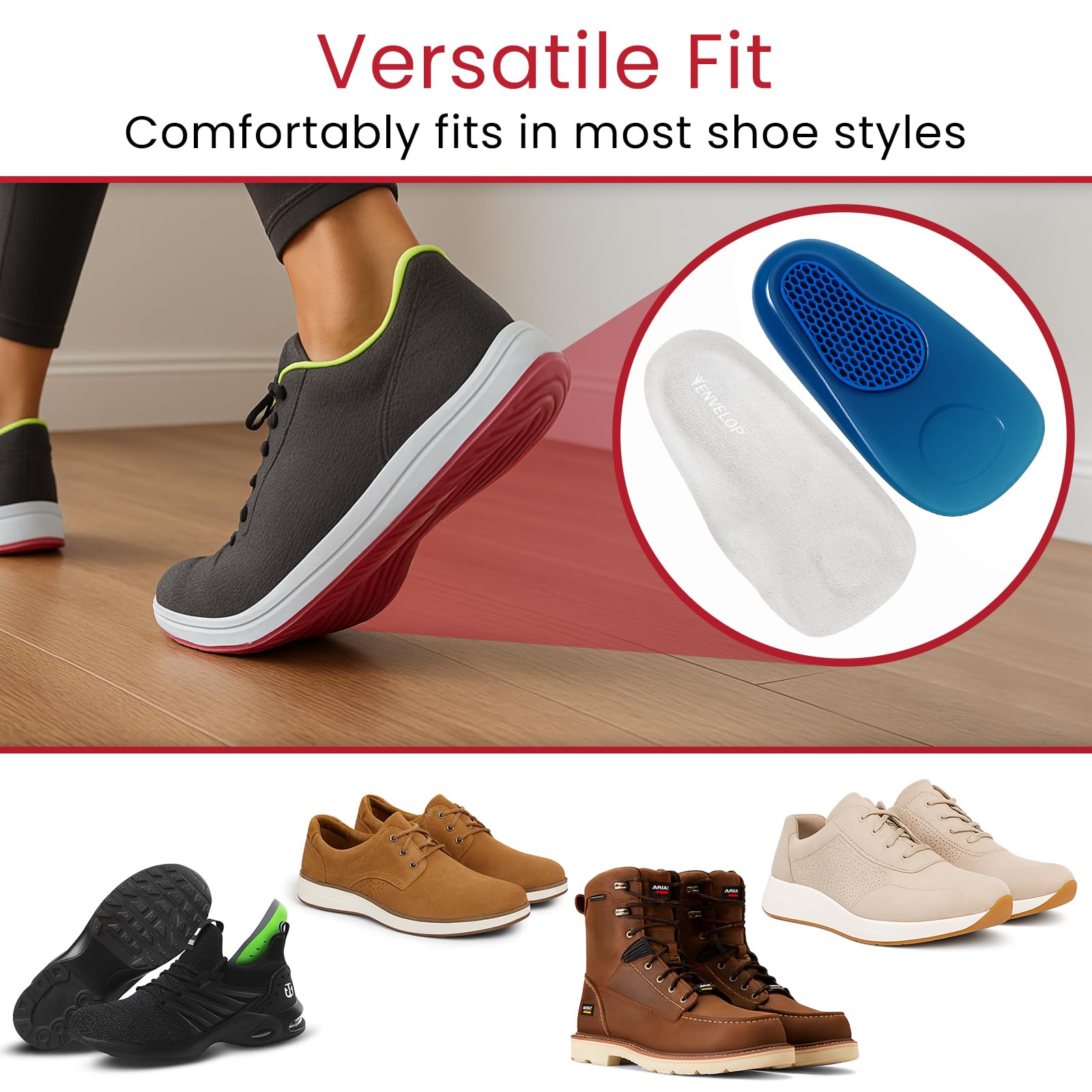 3/4 Plantillas de Gel de masaje por Envelop – Inserciones De Zapato Para Correr, senderismo, y más – mejor para hombres y mujeres longitud completa plantillas plantillas de gel – reducir el dolor de pie, US Men's (8 - 13), 1
