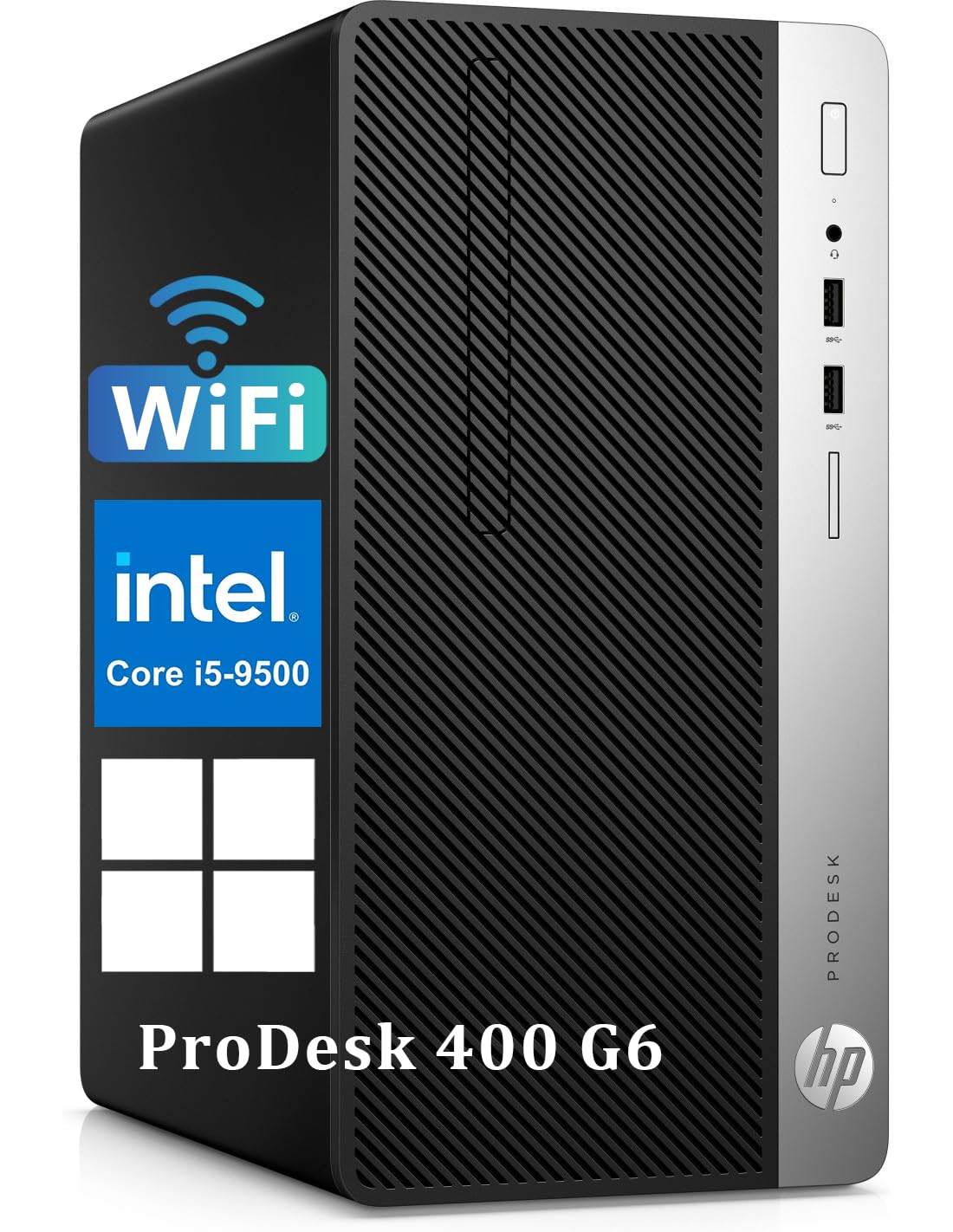 HP ProDesk 400 G6 Mini Tour Ordinateur de Bureau, Intel Core i5-9500, 8 Go de RAM, SSD de 256 Go, Wi-FI & Bluetooth, Clavier QWERTY américain, Windows 11 Pro (Reconditionné)