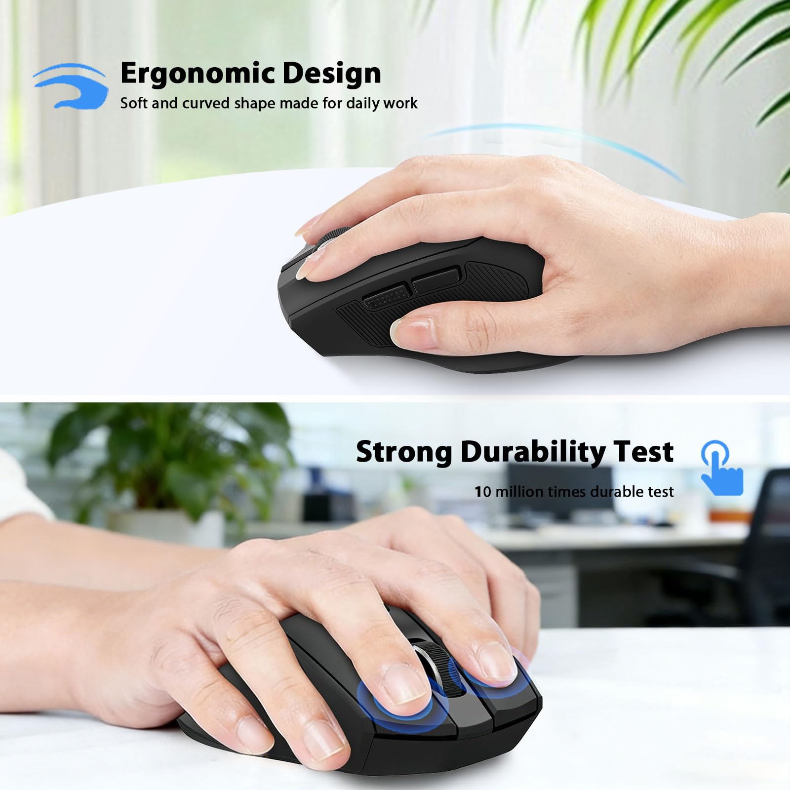 Redragon Wireless Mouse, 2.4GHz Ergonomic Optical Mouse with USB Receiver, 18 Months Battery Life, 5-Level 4000 DPI, 6 Button Computer Mouse for Laptop, Windows, Mac, PC, Chromebook - 5