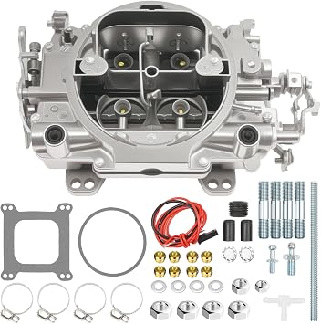 4 Barrel Square Carburetor Manual Choke Replacement for 1405 Performer 600CFM Compatible with Chevy Corvette Silverado Ford Mercury Mustang Bronco GMC Pickup Truck Grand Wagoneer