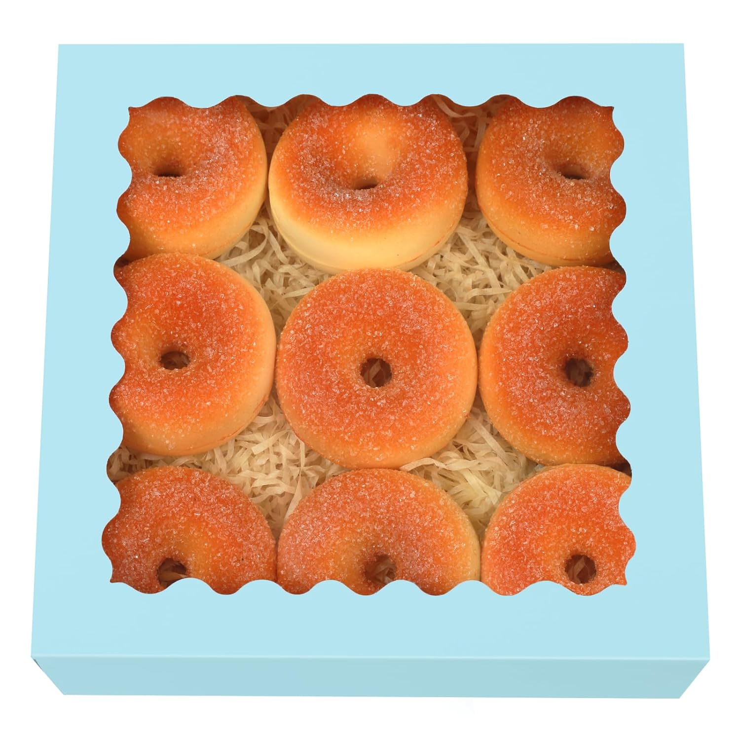 qiqee Auto-pop Up Light Blue Pie Boxes with Window 10x10x2.5 inch 30Packs Cookie Donut Bakery Box Light Blue 10"*10"*2.5"/30 Pcs