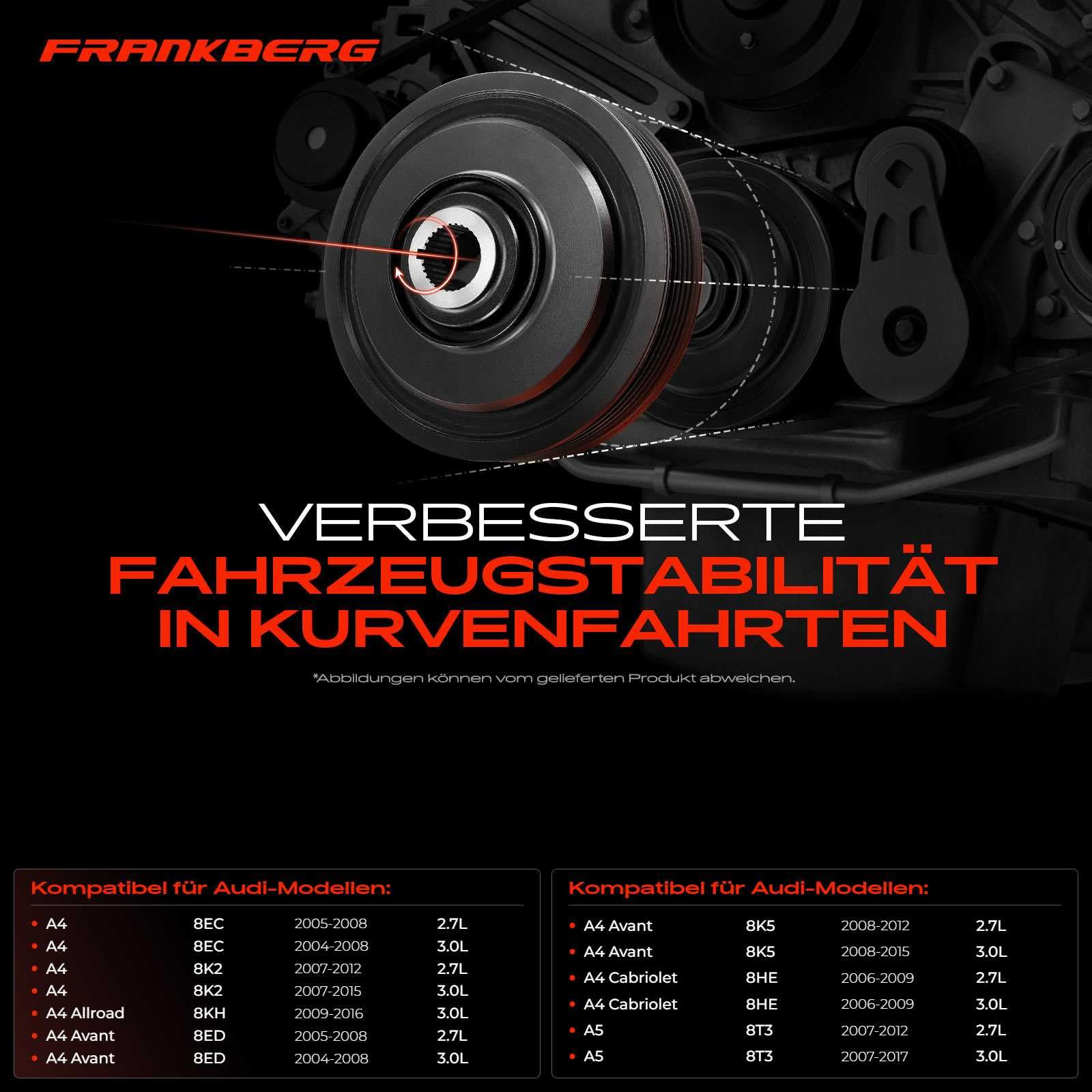 Frankberg Riemenscheibe Kurbelwelle Diesel Kompatibel mit T.o.u.a.r.e.g 7L6 7L7 7LA A4 8EC B7 2.7L 3.0L 2004-2007 A5 8T3 2.7L 3.0L 2007-2017 A6 4F2 C6 2.7L 3.0L 2004-2011 Replace# 059105251DL
