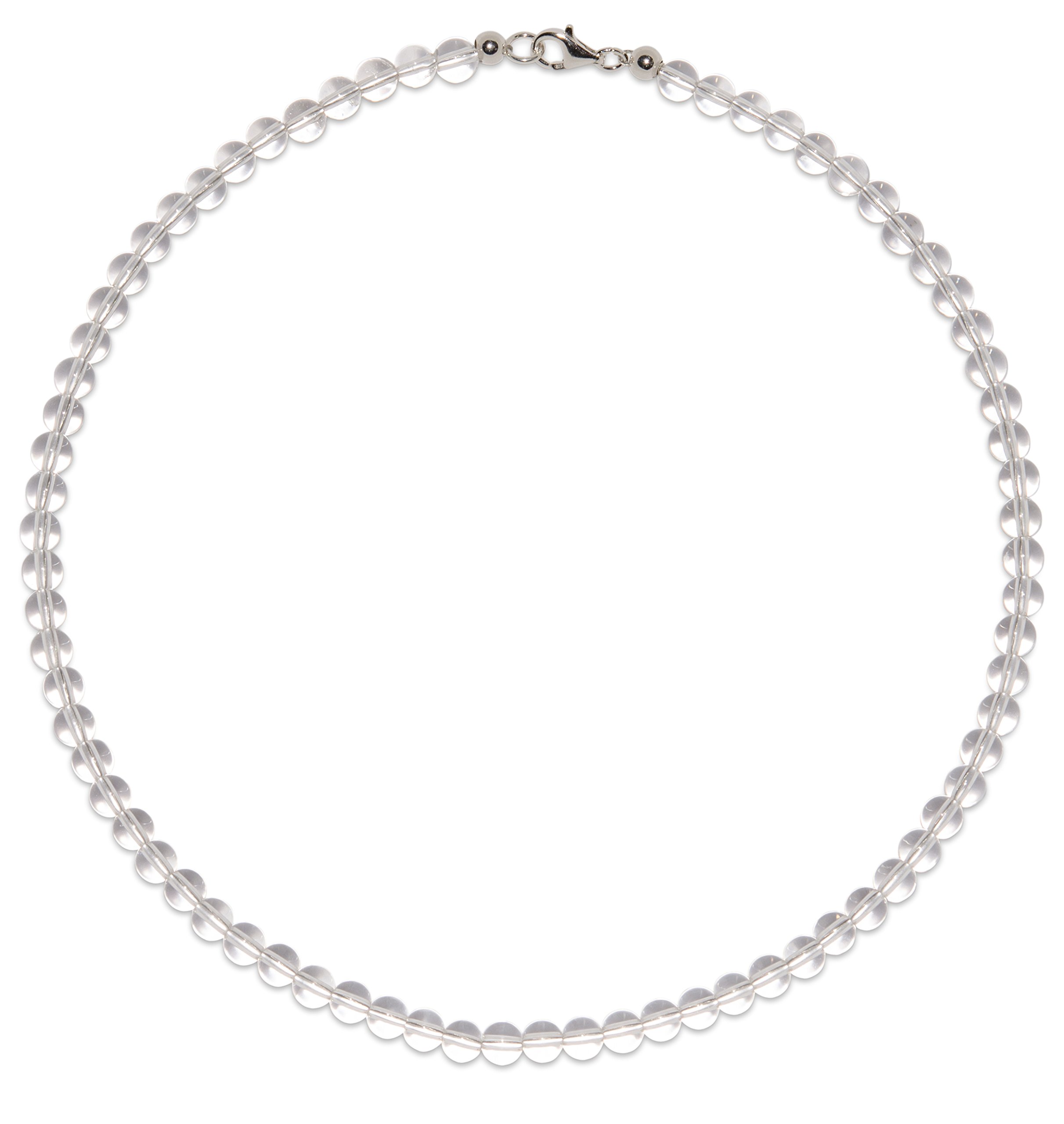 Bergkristall Schmuck (Halskette) Kette mit Bergkristall Kugeln, Größe ca. 6 mm, Sterling-Silber 925er Verschluss, Modell 3057