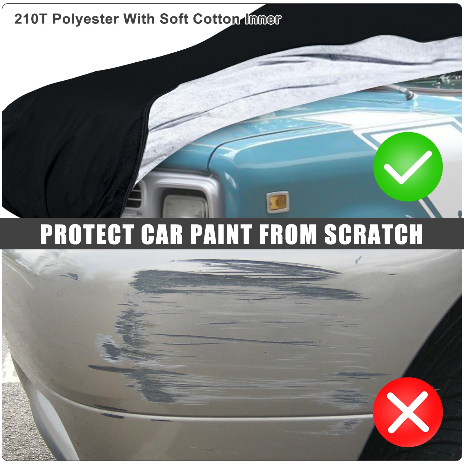 Waterproof Car Cover Replace for 1971-1980 International Harvester Scout II 210T All Weather Classic Car Covers with Zipper Door for Snow Rain Dust Protection