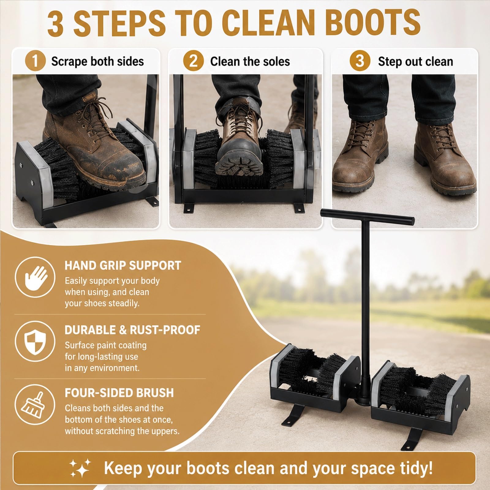 Raspadores y Cepillos for Botas de Exterior, Cepillo Raspador for Calzado