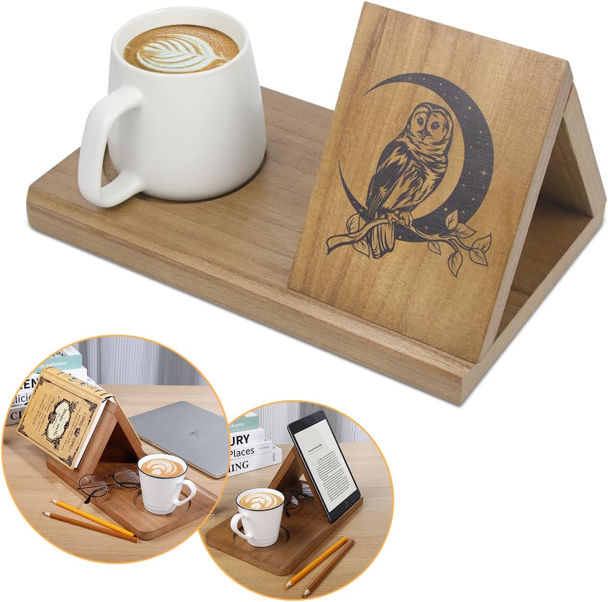 Small Bookshelf, Triangle Book Holder, Wood Short Mini Book Rest, Simple Bookcase for Bedroom Nightstand Office Desk Library or Table Centerpiece Decor for Coffee and Book Lover
