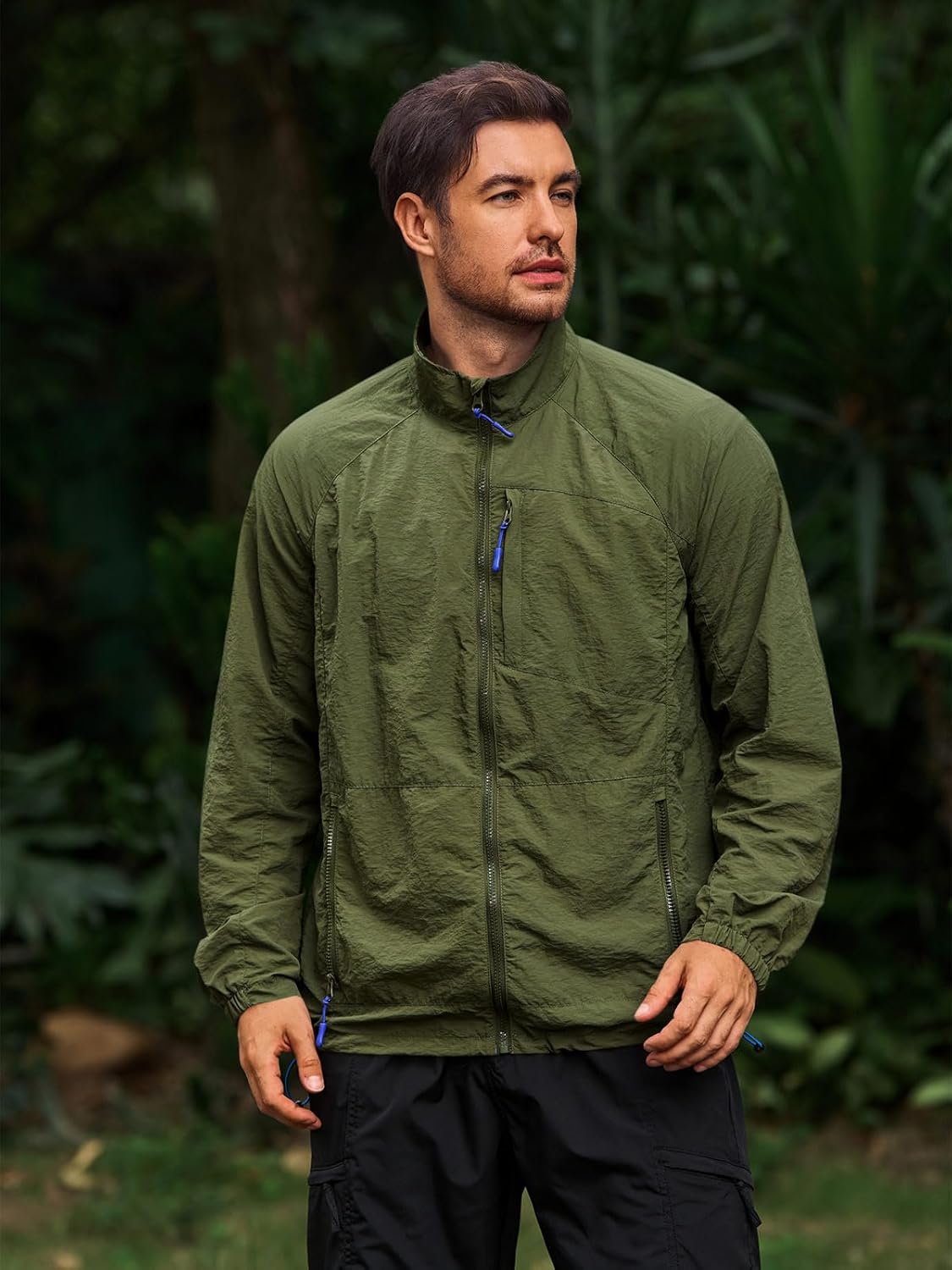 Yousify Mens Lightweight Jacket Windbreaker Full Zip Long Sleeve Outdoor Athletic Jackets for Hiking - Image 2