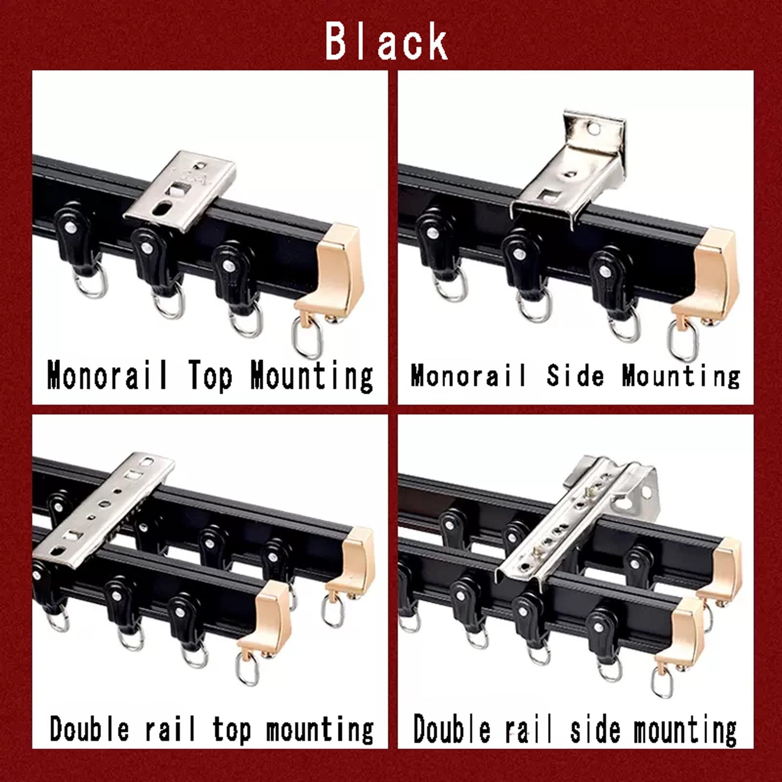 Black ain Track Gardinenstange für Küche, Schlafzimmer, Badezimmer, Garten, Pavillon, Schrank, Deckenmontage, Einschienensystem