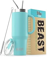 Vista 25 de Beast Vaso de 20 oz de Acero Inoxidable con Aislamiento al Vacío para Café y Hielo de Doble Pared Termo de Viaje (Arcoíris)