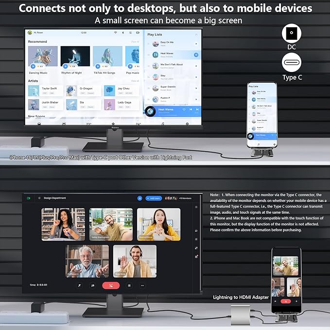 Monitor Táctil 27 Pulgadas 2K 100Hz, QHD 2560x1440 IPS miniatura 6