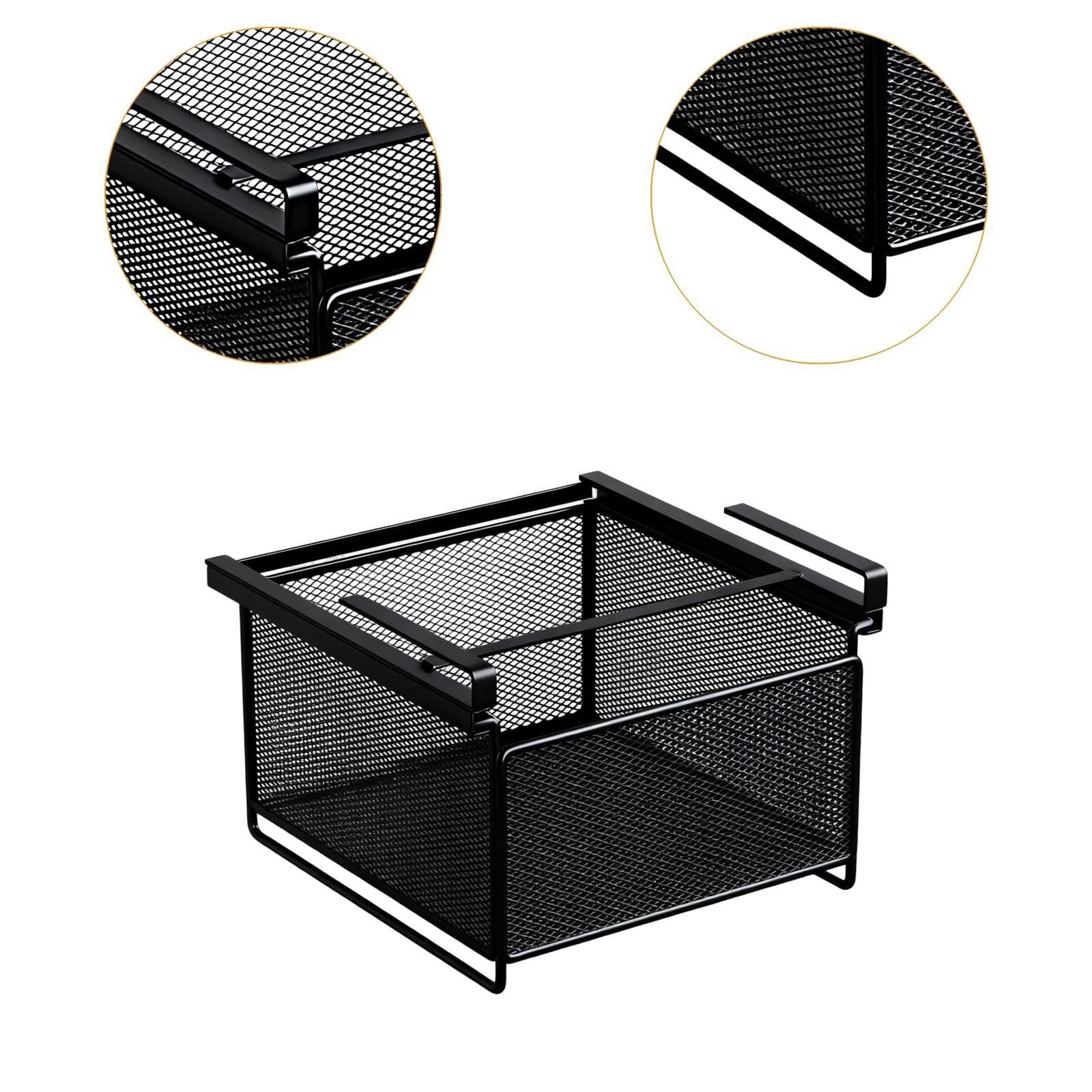 Organizzatore Cassetto Sottoscritto Cestino Sospeso Metallo Porta Calzini Intimo Cinture Pratico Scorrevole Meccanismo Estraibile Adatto per Camera Da, Nero, L