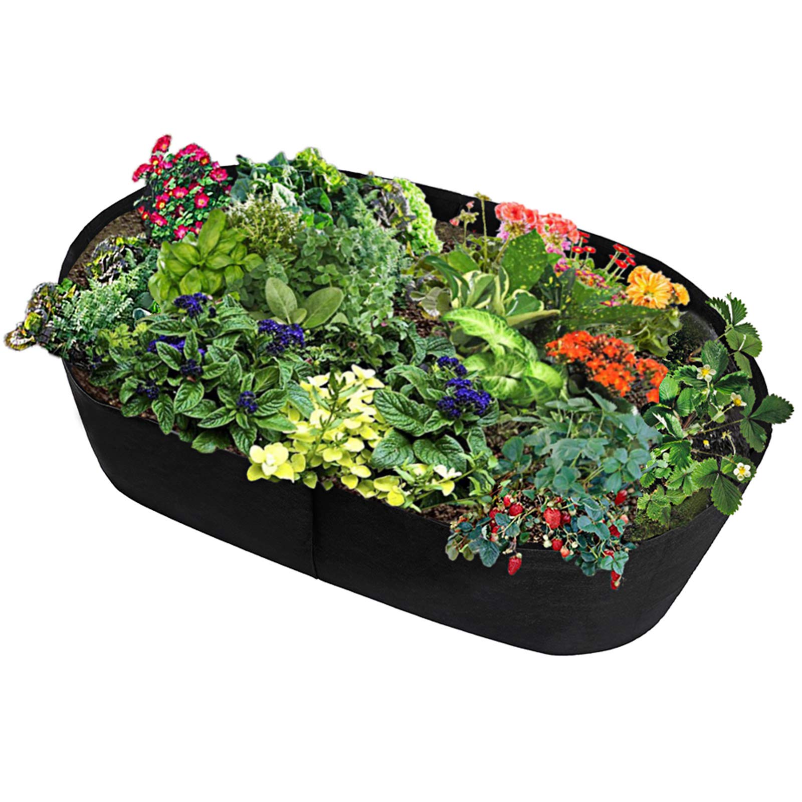 HJHIWE Large Rectangular Breathable Felt Material Plant Pot, 4x2 Feet Garden Grow Bags Herb Flower Vegetable Plants Fabric Raised Bed for Plants, Flowers, Vegetables
