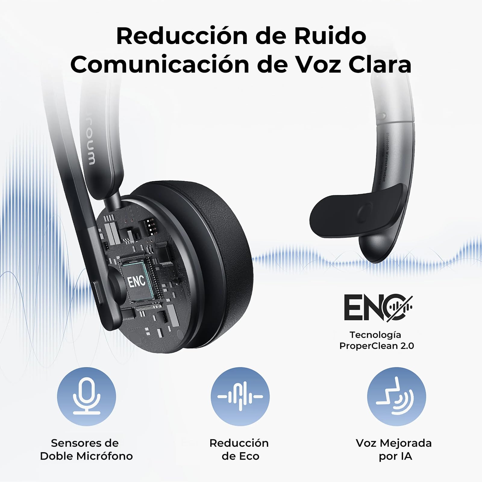 Nuroum HP31S 2026 Auriculares Bluetooth Inalámbricos con Micrófono para PC, Base de Carga,USB Dongle/V5.4, Modo Silencio, 45H Duración,Cascos con AI Micrófono Cancelación para CallCenter/Teams/Oficina