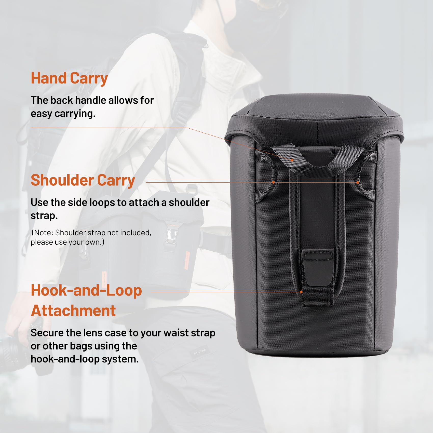 PGYTECH Fodero per obiettivo L Borsa portaoggetti Borsa per obiettivo fotocamera reflex con protezione ammortizzata Accessori fotografici Compatibile per Sony/Canon/Nikon
