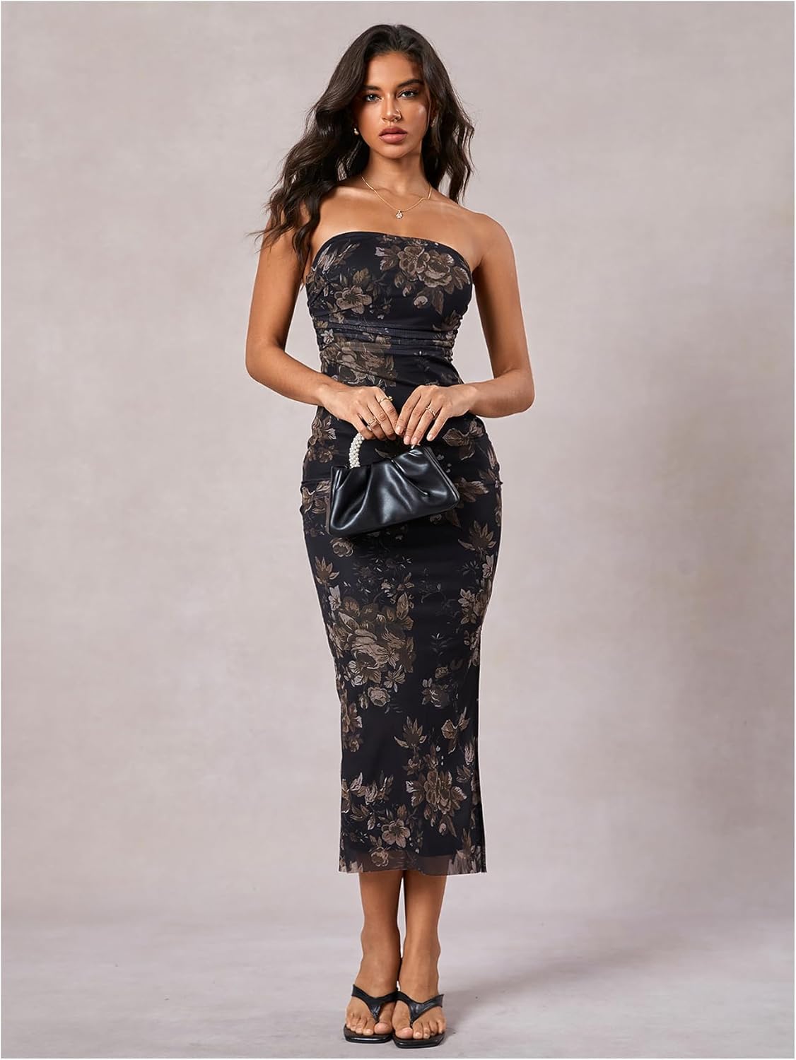 Milumia Women's 2026 Summer Floral Bodycon Maxi Dress Strapless Tube Top Long Dresses Wedding Guest Party - Image 2