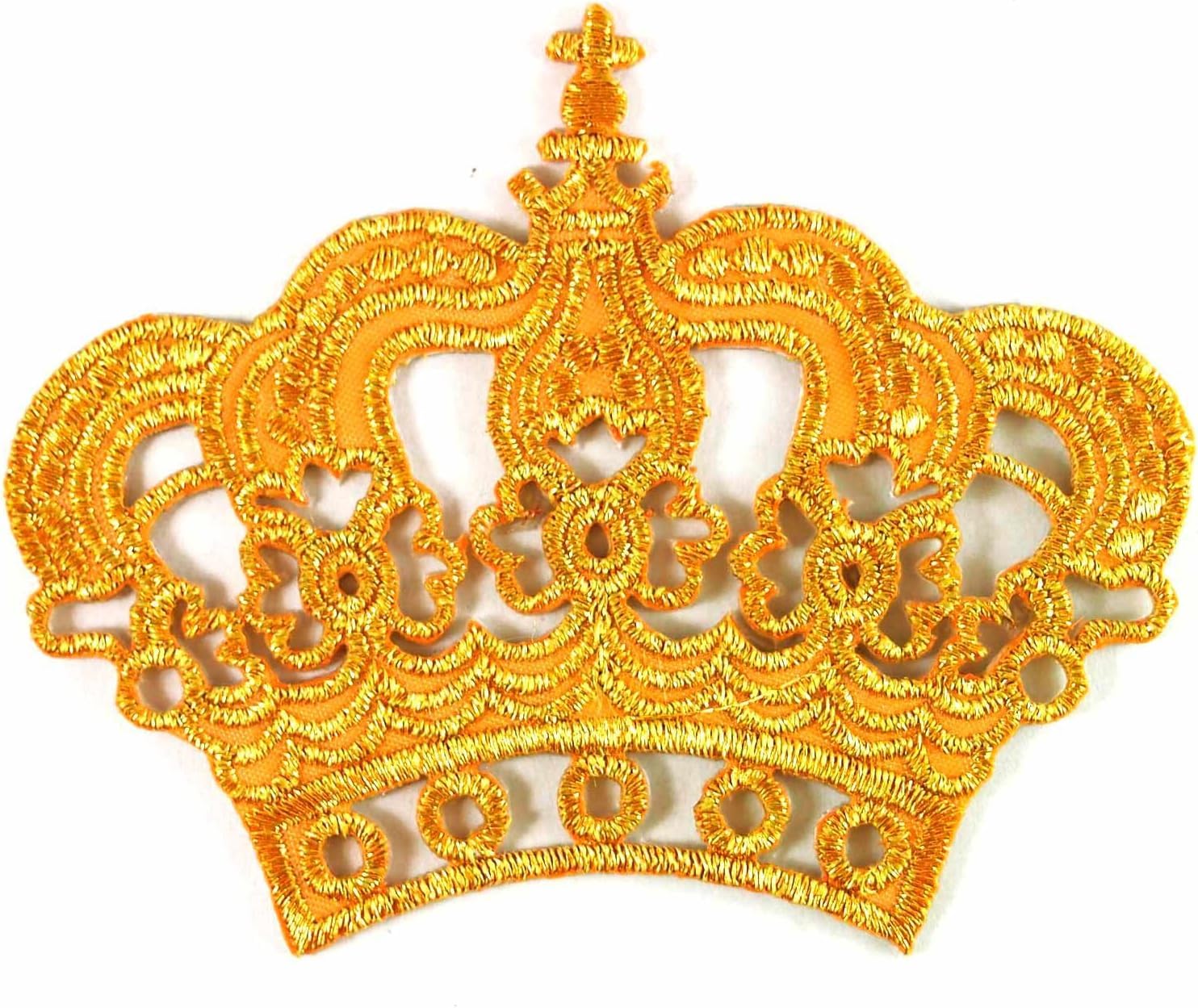 Gold Crown Imperial King Queen Embroidered Iron on Patch # F