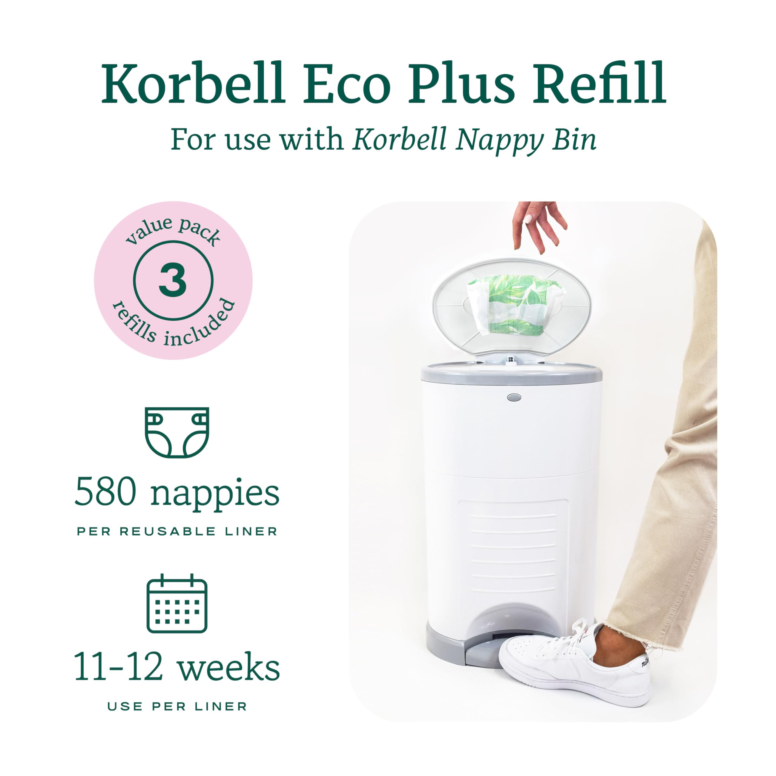 Korbell - Ricarica pattumiera per pannolini Korbell 26 L ecologica