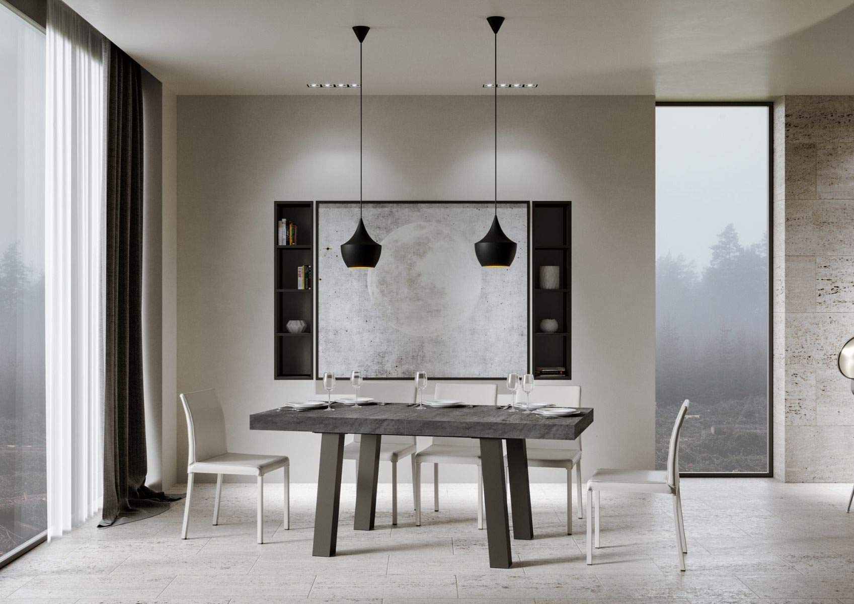 Itamoby Ausziehtisch Everyday | 90x90 Cm | Verlängerbar Auf 246 Cm | Beton-Optik | Platzsparend & Vielseitig