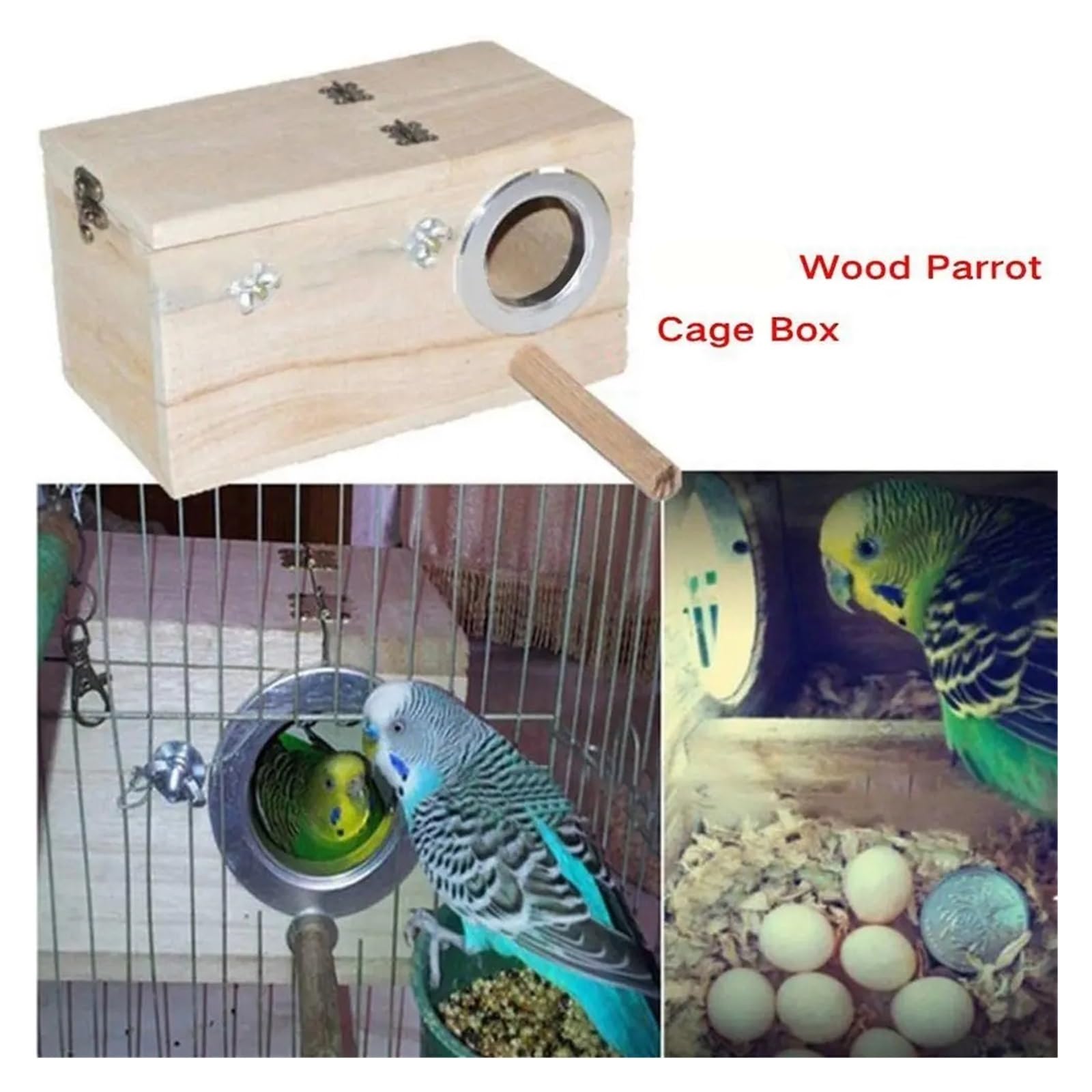 Cassetta nido per uccelli in legno Nido di sicurezza for uccelli in legno for cocorite, nido for, tradizionale in for