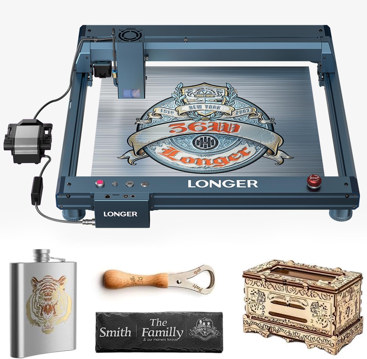 Longer B1 30W Laser Engraver, 36000mW Output Laser Cutter Machine with Auto Air Assist, Engraving Area 17.72"x17.32", DIY Laser Engraver for Wood and Metal.