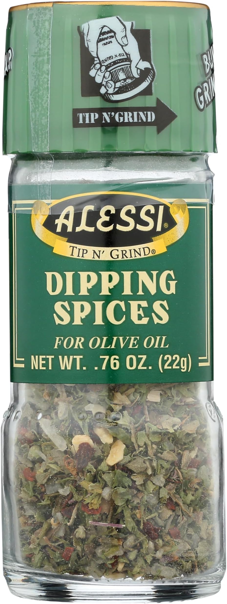 Herb & Seasoning Grinder, Dipping Spices for Olive Oil, Tip n' Grind (Garlic, 0.76 Ounce (Pack of 1))