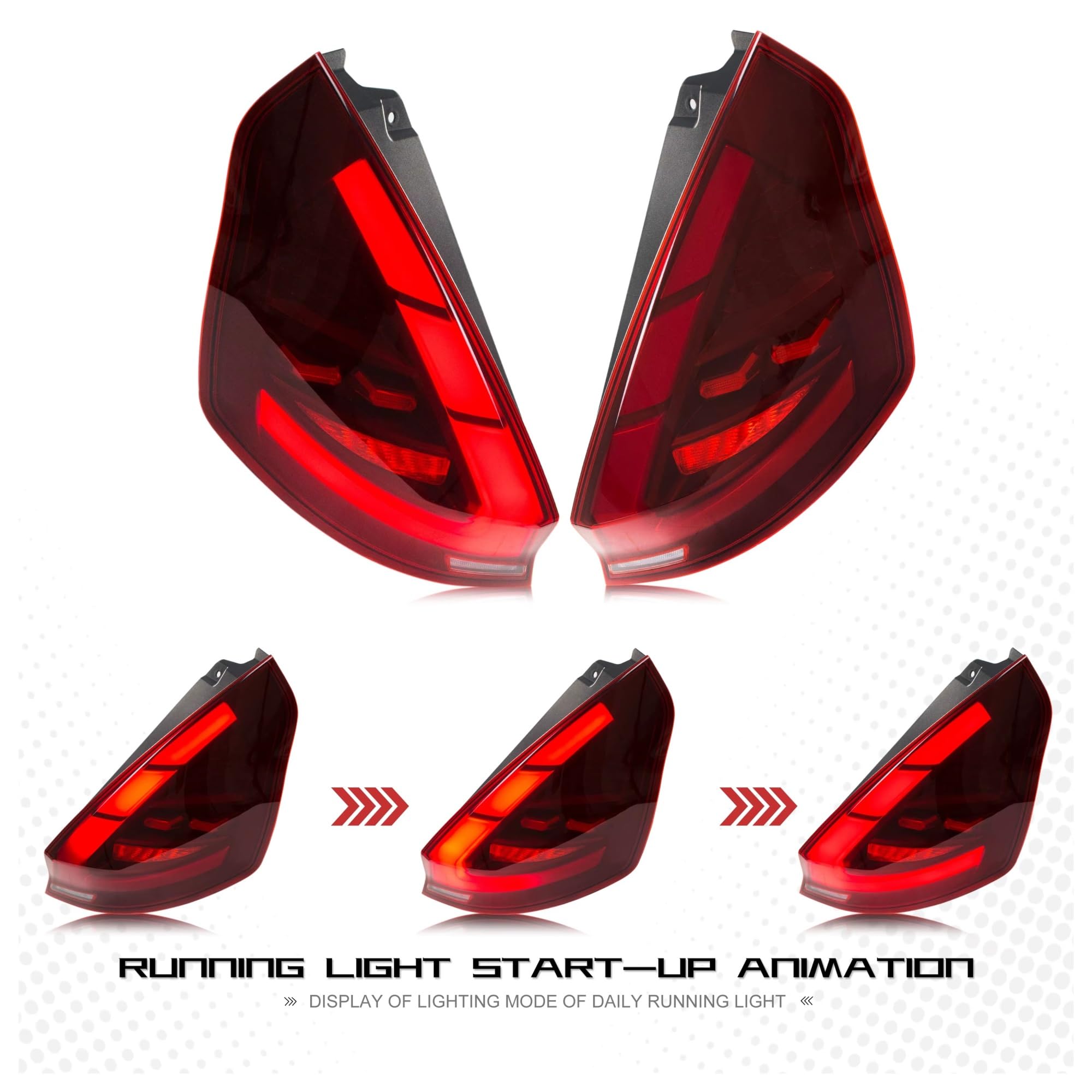 traseras Para Ford para Fiesta para MK7 para MK7.5 VI Hatchback 2008-2020 par intermitente secuencial conjunto de lámparas traseras LED luces traseras rojas Luces de freno