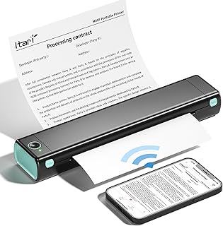 Portable Bluetooth Wireless Thermal Mobile-Printer - Compact Inkless Printer for Travel, Support Phone & Laptop, Small Printers for Home Use Vehicles Office School Tattoo Stencils(8.26"x 11.69")