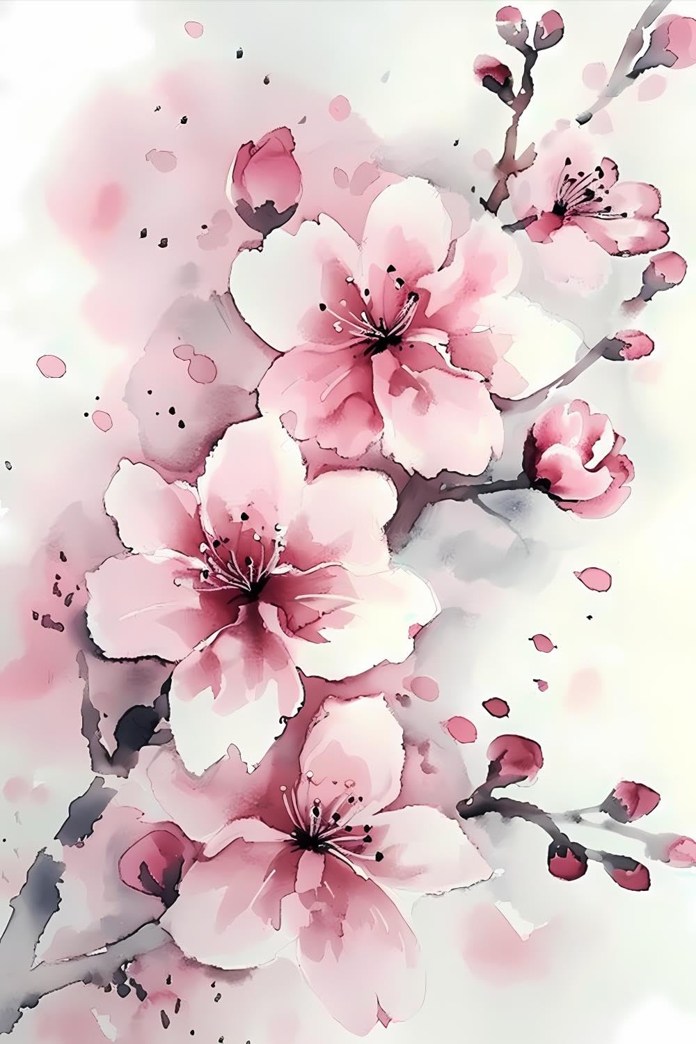 JOEAUEN Diamond Painting - The Beautiful Cherry Blossoms Diamond Art Kits for Adults,Full Round Gemstone Stitch Kit,for Wall Decor 12x16 inch