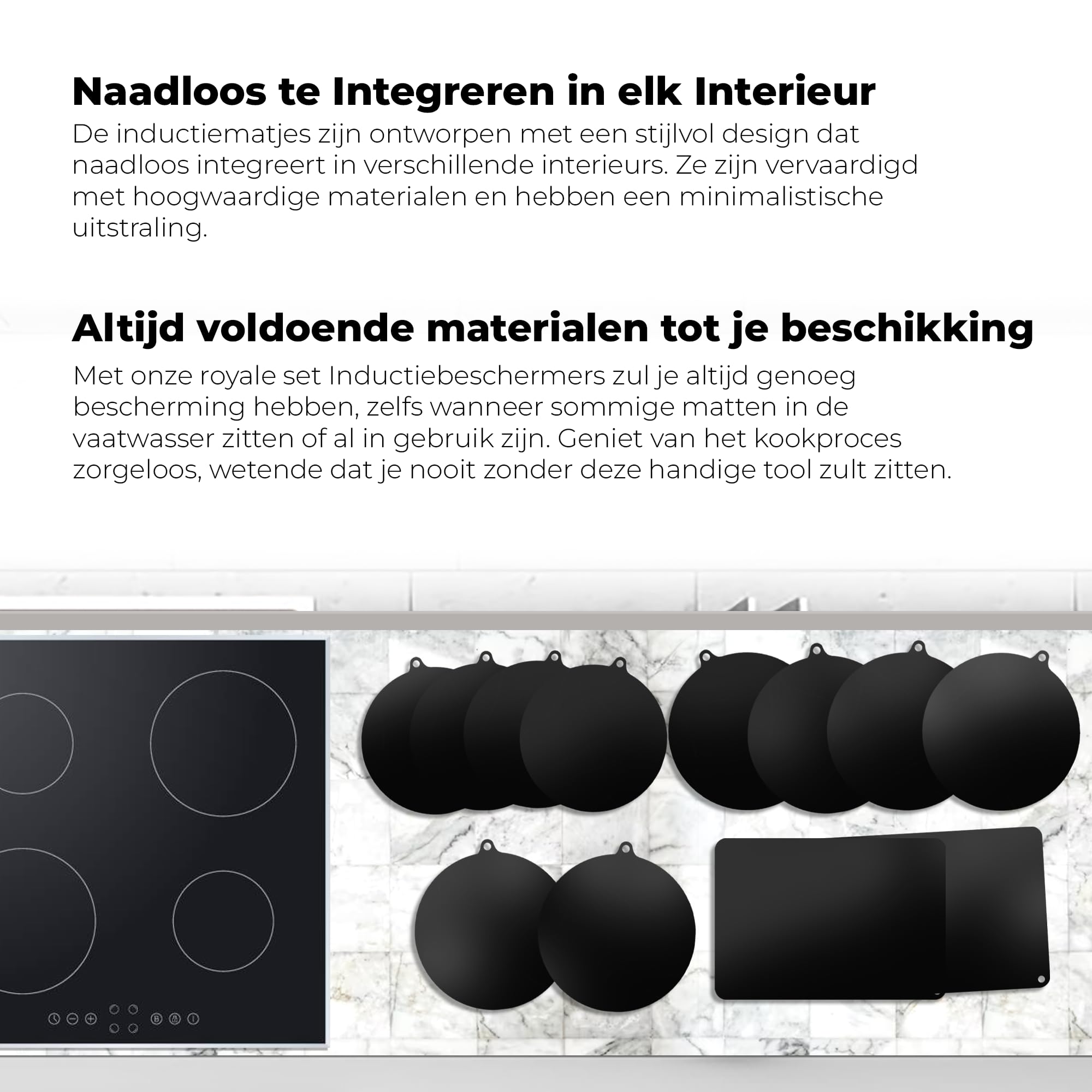 Esteras protectoras de inducción - 12 piezas - Negro - Anti Slip - Hasta 230 grados - Inducción - Estera de inducción – Protectores de sartenes - Protectores de sartenes - Posavasos - Cocina - Cocina