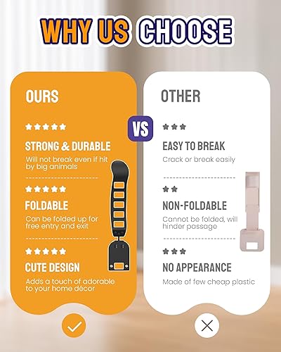 Miniatura 6 de Pestillo de puerta de metal para gatos, accesorio de puerta para gatos, fácil de instalar, duradero y plegable, 5 tamaños ajustables mantiene la