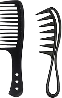 2 Pcs Wide Tooth Comb, Large Tooth Curl Comb Shark Teeth Hair Hairstyle Tool for Curly Wet Wavy Thick Hair Wigs Barber Salon, Women Men