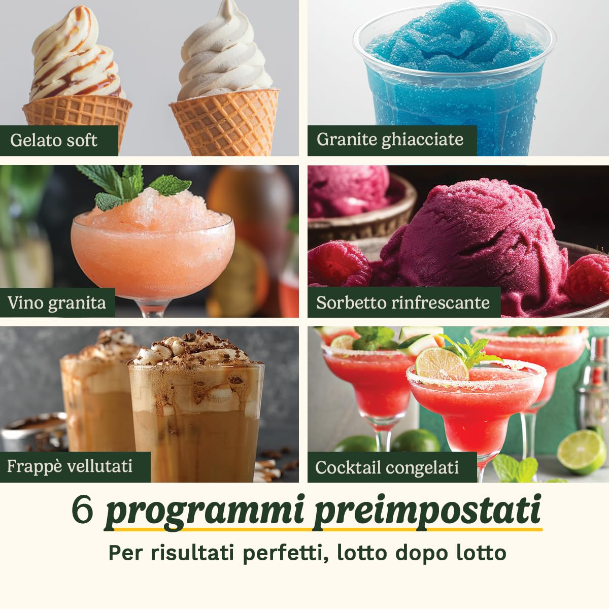Cuisinart Frost Fusion® - Bevande ghiacciate e gelato soft in 1 | 6 programmi | Granite, cocktail frozen, frappè, vino ghiacciato, sorbetto e gelato soft | Senza ghiaccio | Pronto in 25 min | Autopuli