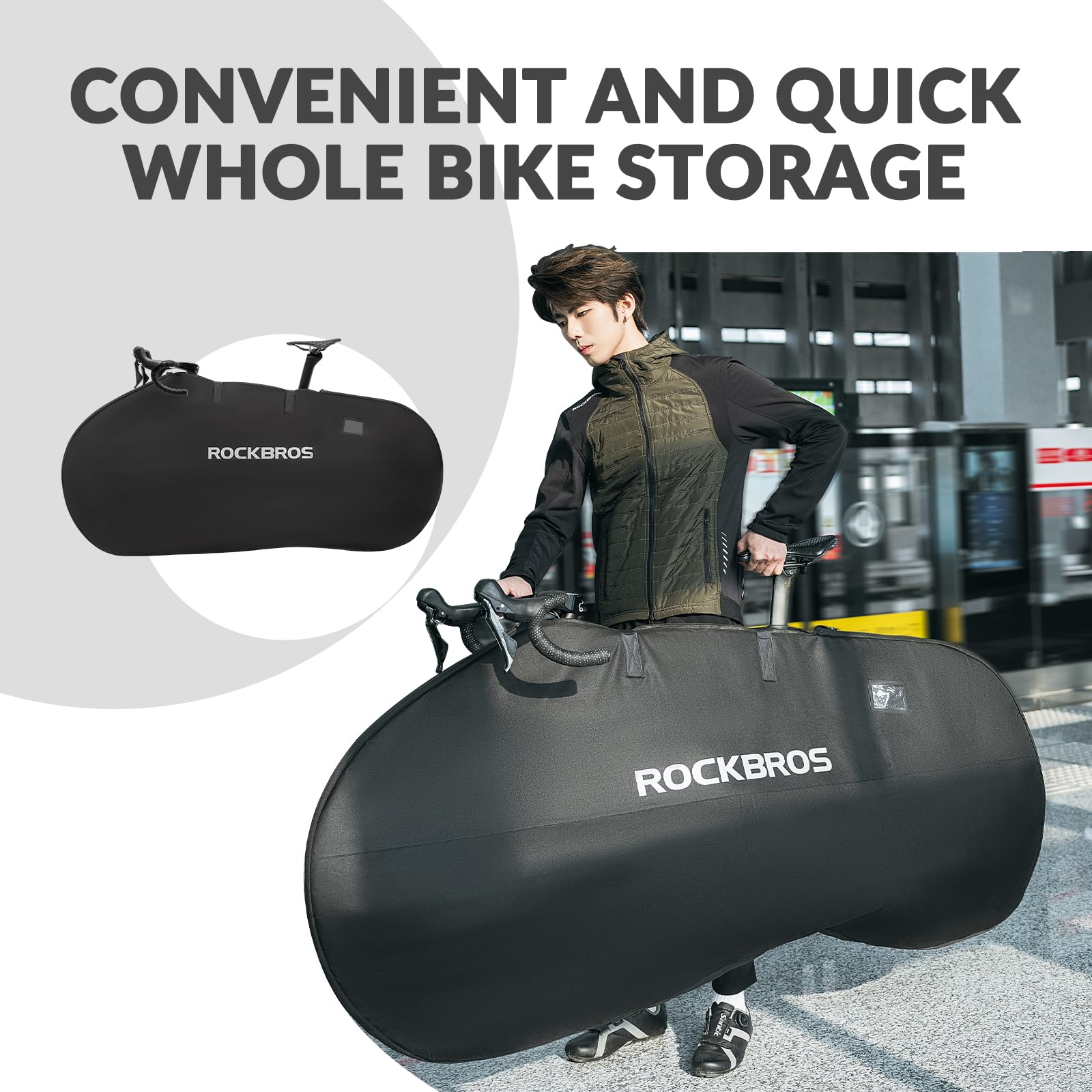 ROCKBROS Copertura prottetiva per Bici, Copri Bicicletta Impermeabile Oxford 178 * 86 cm per Bici da corsa e MTB da 26 pollici, Progettato per il Trasporto di Bici