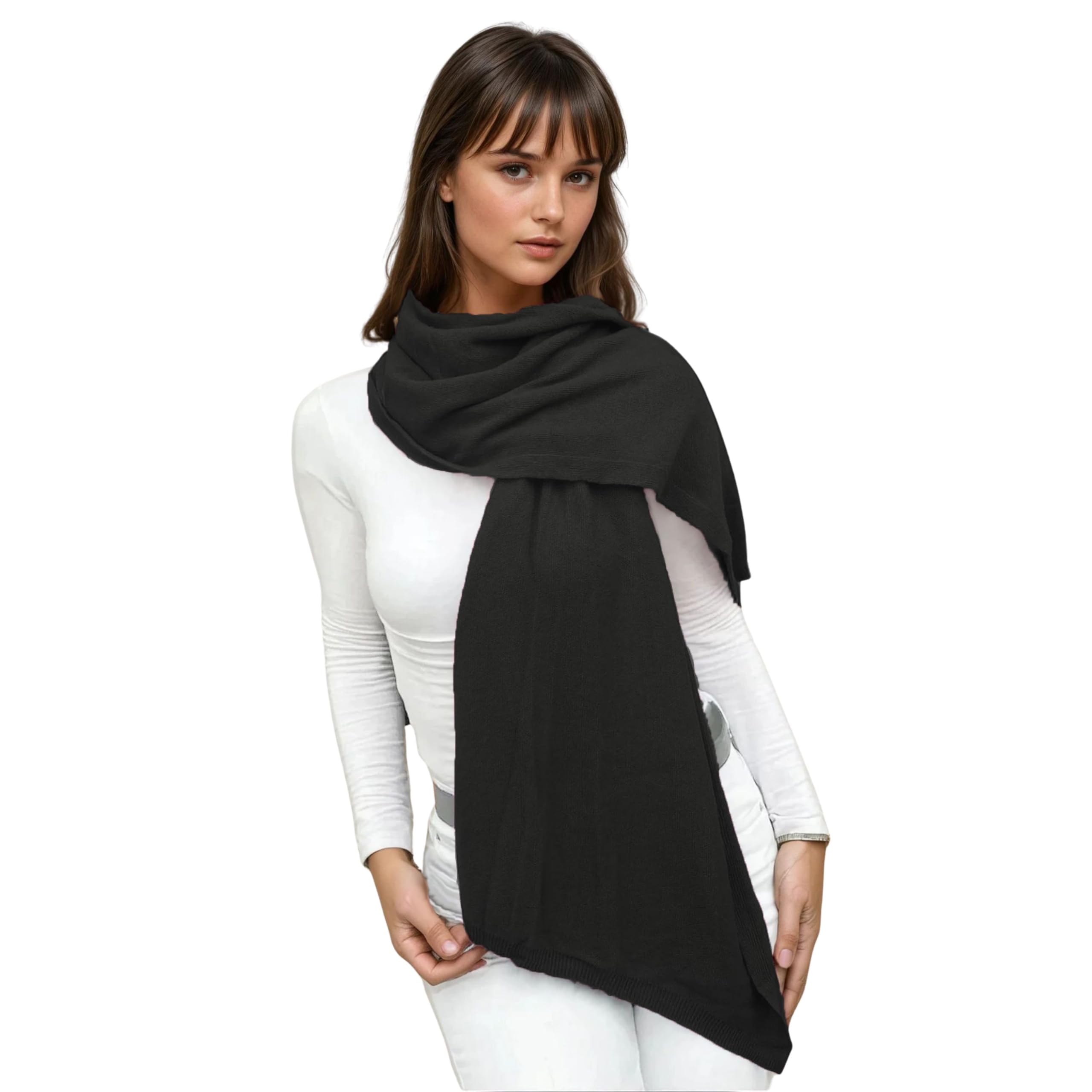 Sciarpa Misto Cashmere Donna Invernale Artigianale MADE IN ITALY - Scialle Coprispalle Donna Elegante in Cachemire, Lana e Viscosa